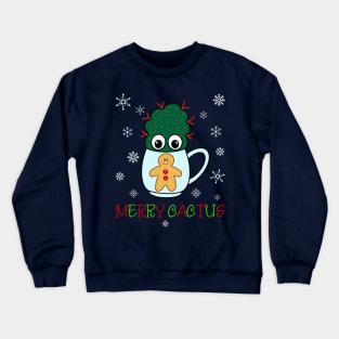 Merry Cactus - Small Cactus With Red Spikes In Christmas Mug Crewneck Sweatshirt